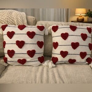 Nicole Miller Valentine’s Heart Decorative Throw Pillow Covers, set of 2
